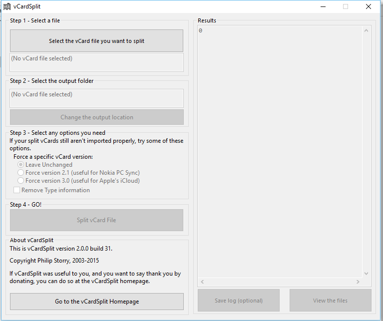 vCard Split screenshot vCard Split screenshot